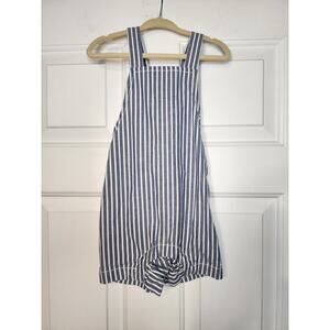 Tea Collection  Blue & White Striped Boys Overalls Shortalls Size 12/18 months